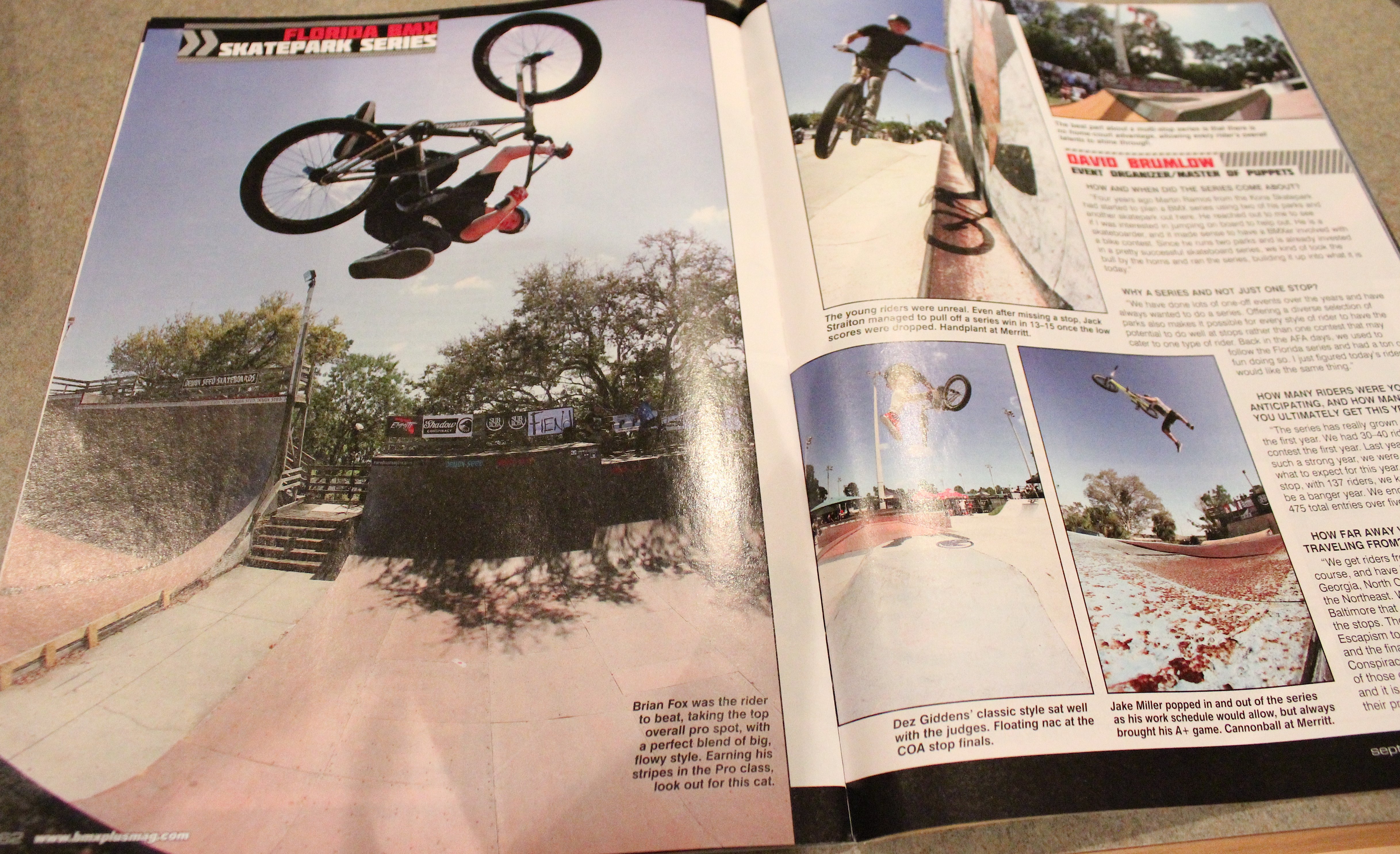 Spread featuring Brian Fox, Jackie Straiton, Jake Miller and Dez Giddens.